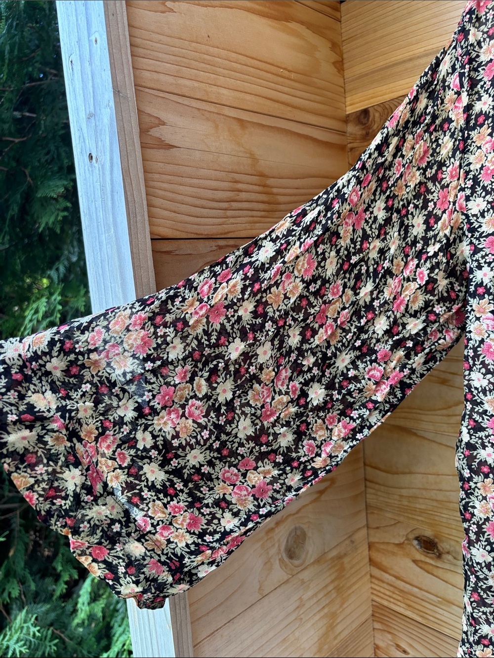 Free People Vintage Label Floral Bell Sleeve Boho Kimono Cardigan Medium - Picture 4 of 5